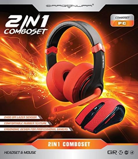 Dragonwar Combo 2-in-1 Mouse Da Gioco E Cuffie Stereo, Cablati, Mouse Con 6 Pulsanti E DPI Regolabile (800/1600/2400), Colore Blu, Plug & Play - 6